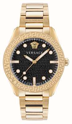 Versace 希腊圆顶 |黑色表盘|金色 pvd 精钢手链 VE2T00522