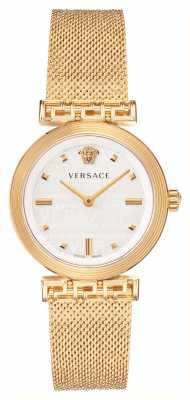 Versace 蜿蜒 |白色表盘|金色 pvd 网眼手链 VELW00820
