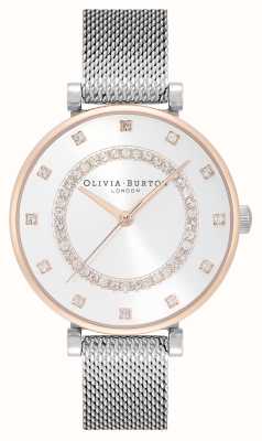 Olivia Burton 贝尔格雷夫 |银色表盘 |水晶套装 |钢网手链 24000004