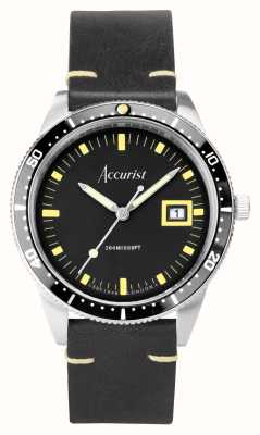 Accurist 潜水男士 |黑色表盘 |黑色皮表带 72001
