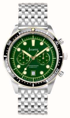 Accurist 潜水男士 |计时码表 |绿色表盘 |不锈钢手链 72003