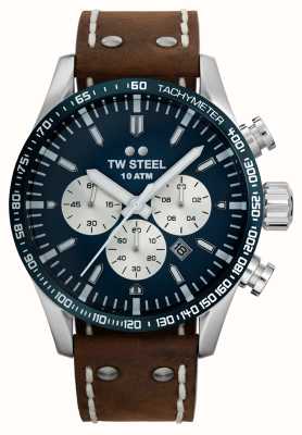 TW Steel 沃兰特 |蓝色计时表盘|棕色皮革表带 VS121