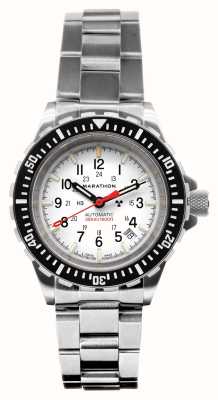 Marathon 北极版大型潜水员自动腕表（gsar）|白色表盘|不锈钢手链 WW194006SS-0513