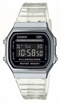 Casio 复古透明 36 毫米树脂带照明器 A168XES-1BEF