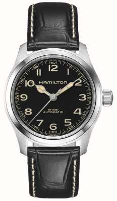 Hamilton 卡其野战 Murph 自动上链腕表（38 毫米）黑色表盘/黑色皮革表带（展示款） H70405730 EX-DISPLAY