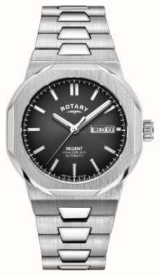 Rotary Sport Regent 自动上链腕表（40 毫米）黑色太阳纹表盘 / 不锈钢表链 GB05490/04