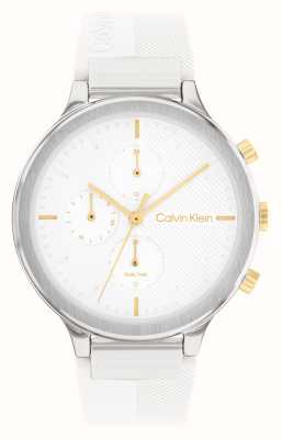 Calvin Klein 女士 |白色计时表盘|白色硅胶表带 25200244