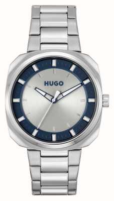 HUGO 男士#shrill |银色和蓝色表盘|不锈钢手链 1530309