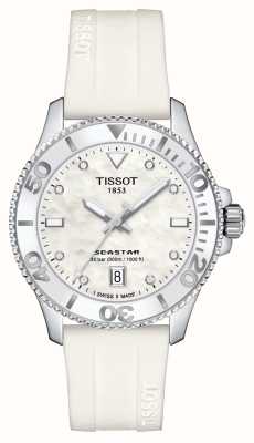 Tissot 海星 1000 | 36 毫米 |珍珠贝母表盘|白色硅胶表带 T1202101711600