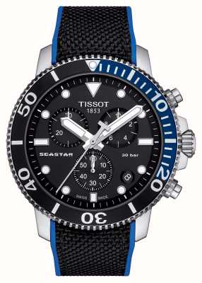 Tissot Seastar 1000 计时码表（45.5 毫米）黑色表盘/黑蓝表带 T1204171705103