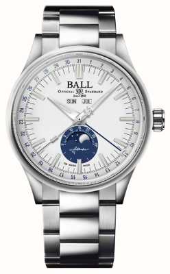 Ball Watch Company 工程师 ii 月历 | 40 毫米 |限量版 |白色和蓝色表盘|不锈钢手链 NM3016C-S1J-WH