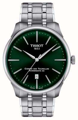 Tissot 旅游小路 |动力80 |绿色表盘|不锈钢手链 T1394071109100