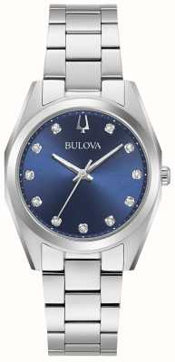 Bulova 女子测量师|蓝色钻石表盘|不锈钢手链 96P229
