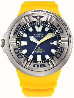 Citizen Promaster 潜水员 'ecozilla' |生态驱动 |蓝色表盘|黄色聚氨酯表带 BJ8058-06L