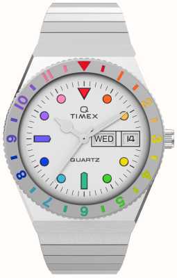Timex 女款q彩虹白色表盘/不锈钢表链 TW2V66000