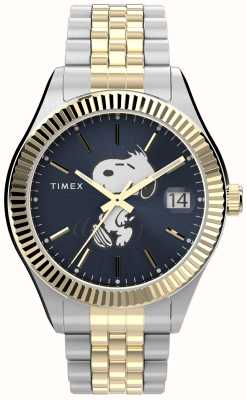 Timex Peanuts x Waterbury 史努比传统蓝色表盘/双色不锈钢表链 TW2V47500