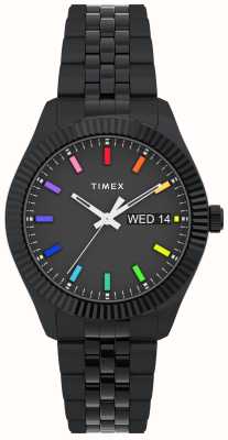 Timex 女士传统彩虹黑色表盘黑色不锈钢手链 TW2V61700