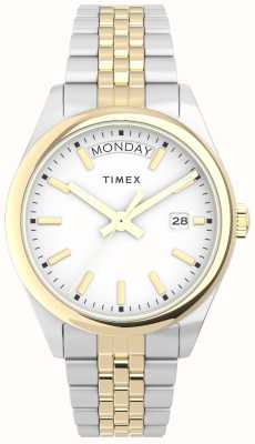 Timex 女士legacy白色表盘/双色不锈钢表链 TW2V68500