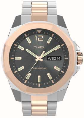 Timex 男士 essex Avenue 灰色表盘/双色不锈钢表链 TW2V43100