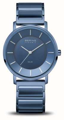 Bering 女士太阳蓝色表盘/蓝色陶瓷和不锈钢表链 19535-797