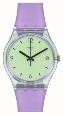 Swatch 神秘日出绿色表盘/紫色生物材料表带 SO28G401