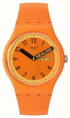 Swatch 傲橙橙色表盘/橙色硅胶表带 SO29O700