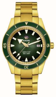 RADO 库克船长自动腕表（42 毫米）绿色表盘 / 3 链节金色 PVD ​​不锈钢表链 R32136323