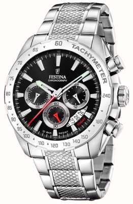 Festina 男士计时码表（44.5毫米）黑色表盘/不锈钢表链 F20668/4