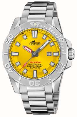 Lotus 男士潜水员（44.5毫米）黄色表盘/不锈钢表链 L18926/1