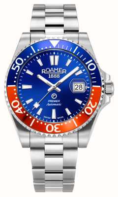 Roamer Premier自动上链腕表（42毫米）蓝色表盘/不锈钢表链 986983 41 45 20