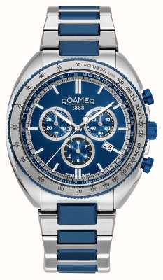 Roamer 男士动力计时码表（44 毫米）蓝色表盘/蓝色不锈钢表链 868837 42 45 70