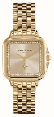 Olivia Burton 柔软方形香槟色表盘/金色不锈钢表链 24000084