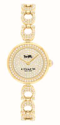 Coach 女士 gracie（23 毫米）镶水晶表盘/金色水晶不锈钢手链 14504219