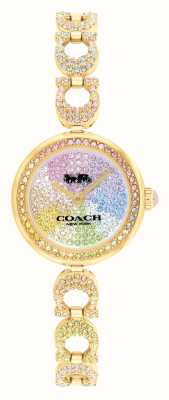 Coach Gracie（23毫米）彩虹水晶表盘/金色不锈钢表链 14504220
