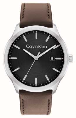 Calvin Klein Define男款（43毫米）黑色表盘/棕色皮表带 25200354