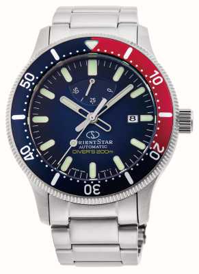 Orient Star ISO潜水员机械表（43.5毫米）蓝色表盘/不锈钢表链+黑色硅胶表带 RE-AU0306L00B