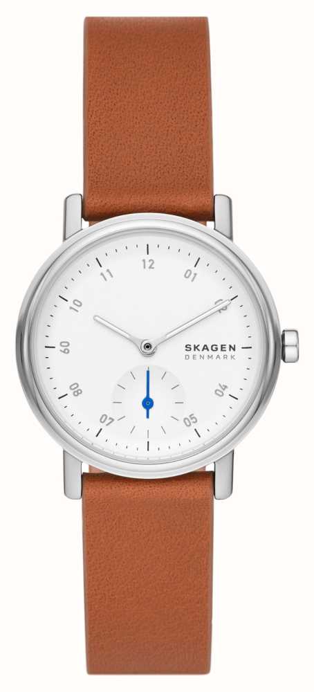 Skagen Kuppel Lille（32毫米）白色表盘/棕色皮表带SKW3103 - First