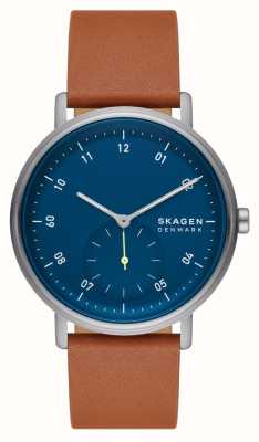 Skagen Kuppel（44毫米）蓝色表盘/棕色皮表带 SKW6888