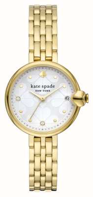 Kate Spade 切尔西公园 (32 毫米) 白色表盘 / 金色不锈钢表链 KSW1764