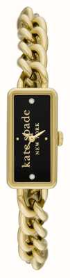 Kate Spade Rosedale（10 毫米）黑色徽标表盘/金色链条不锈钢手链 KSW1793