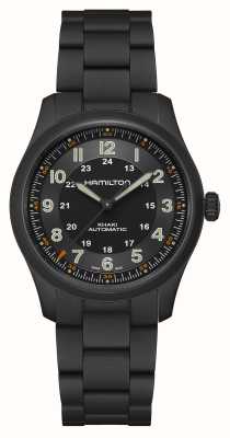 Hamilton 卡其色野战钛金属自动腕表（38毫米）黑色表盘/黑色PVD钛金属表链 H70215130