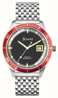 Accurist 限量版男士自动潜水腕表（42毫米）黑色表盘/不锈钢表链 72008