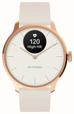 Withings Scanwatch Light - 混合智能手表（37 毫米）白色表盘 + 玫瑰金/白色高级运动表带 HWA11-MODEL 1-ALL-INT