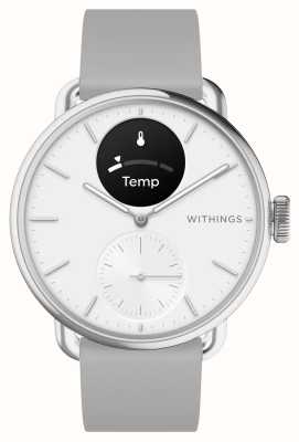 Withings Scanwatch 2 - 带心电图功能的混合智能手表（38 毫米）白色混合表盘/灰色硅胶 HWA10-MODEL 2-ALL-INT