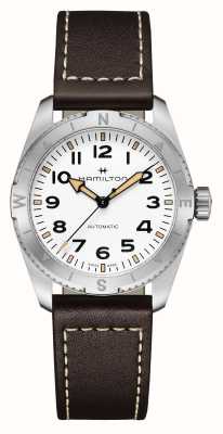 Hamilton 卡其色野外探险自动腕表（37毫米）白色表盘/棕色皮表带 H70225510