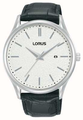 Lorus 经典日期显示（42毫米）白色表盘/黑色皮革 RH937QX9