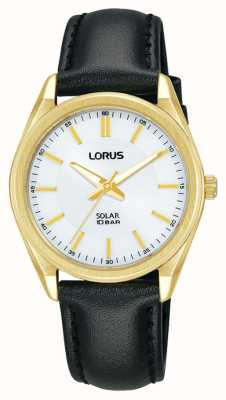 Lorus 运动型太阳能 100m（31mm）白色太阳纹表盘/黑色皮革 RY518AX9