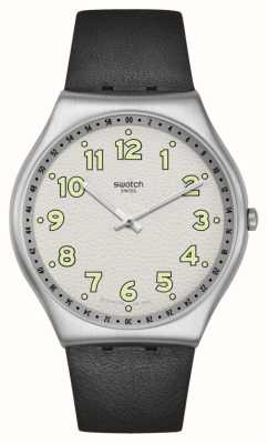 Swatch 黑色hepcat（42毫米）白色表盘/黑色皮表带 SS07S134