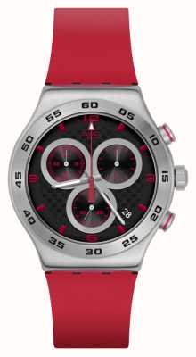 Swatch 深红色碳红（43毫米）黑色表盘/红色橡胶表带 YVS524