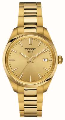 Tissot Pr 100（34 毫米）金质表盘 / 金色不锈钢表链 T1502103302100